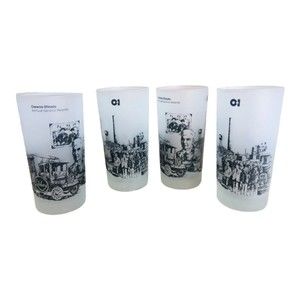 4 Owens-Illinois Libby Frosted Glasses Annual Service Award Railroad Vintage